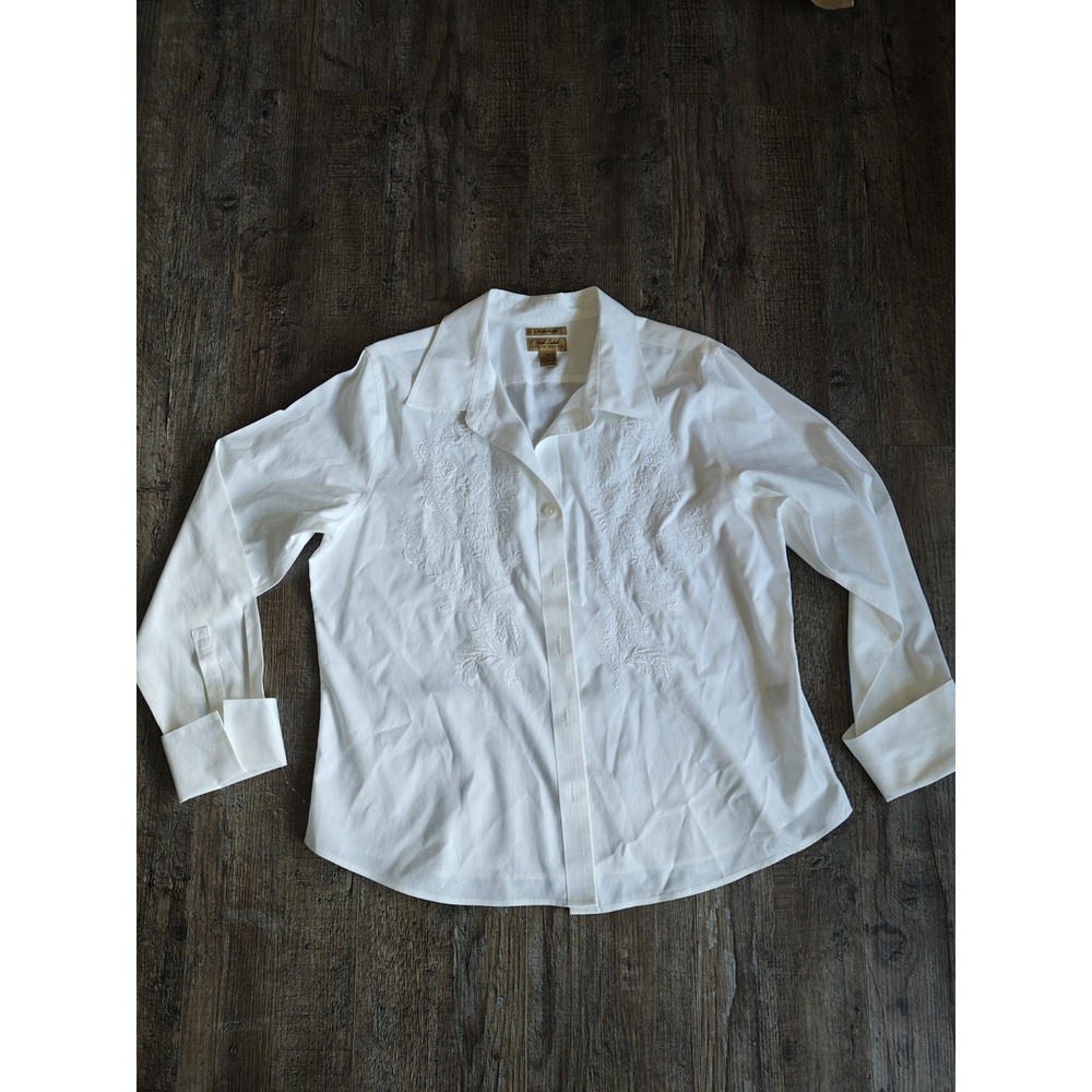 Gold Label Investments Women's Non-Iron Button-Up Shirt 18W 100% Cotton Blouse